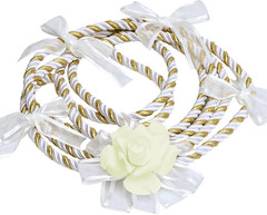 Wedding Lasso Rope, White Gold Rope with Flower Lazo Para Boda Wedding Cord Wedd