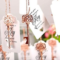 20 PCS Wedding Favors Key Bottle Opener,Vintage Skeleton Key Bottle Rose Gold