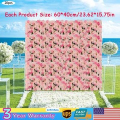 20 Pieces Flower Wall Panel Artificial Floral Backdrop Wall Decoration Backdrop