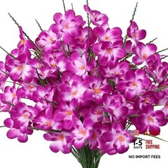 6 PCS Artificial Orchids Flowers,Fake Faux Flowers UV Resistant 6PCS Fuchsia