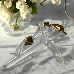 20 Pcs Hangable Crucifix Hand Blown Glass Mexican Art Work Religious Party Favor