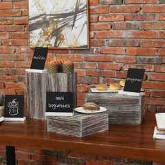 Torched Wood Stackable Cake/ Dessert/ Jewelry Display Box Risers Stand, Set of 3