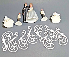 Vintage Wilton Cake Topper Bride and groom 1950s 3.5” Plastic Lot of 14