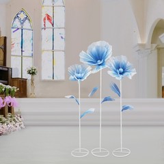 3pcs Blue Giant Artificial Flower 1.2/1.4/1.7m Decoration for Wedding Background