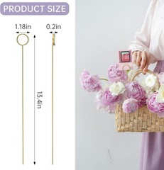 30 Pack Strong Grip Gold Floral Card Holder Picks 13.4 Inch | Metal Flower P…