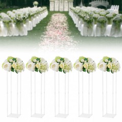 5Pc Acrylic Floor Vase Column Clear Flower Stand Geometric Centerpieces Vase 39″