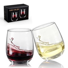 Stemless Wine Glasses, Red Wine Glasses Set of Glasses 1oz, Smooth Rim Wine 2