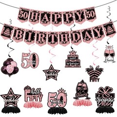 50th Birthday Decorations – 12 PCS Rose Gold Happy 50th Birthday Banner 50th …
