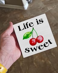 Summer Cherry Wooden Sign Life is Sweet Cherry Wooden Sign Art Blocks Desk De…