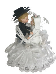Cowboy Western Lassoed in Love, White Cake Topper