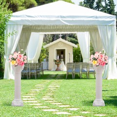 2 Pcs White Roman Pillar Wedding Roman Column Decorative Flowerpot Holder Column