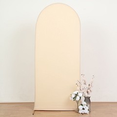 6 ft BEIGE Matte Fitted Spandex Round Top Arch Backdrop STAND COVER Party