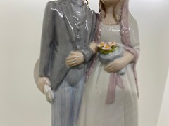 Vintage Lefton Porcelain Bride & Groom Cake Topper-Wedding, Party Decor 7-1/2″
