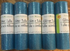 Floral Garden Glitter Tulle 6in x 3yd Blue Pink White Gold Wedding Drapery