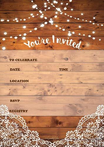 25 rustic invitations & 25 envelopes for wedding, bridal shower, birthdays, e…