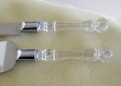 Vintage Wedding 2 Pc Hostess Set – Stainless Steel, Diamond Cut Acrylic Handles