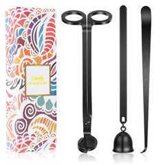 Saiveina 3 in 1 Candle Accessory Set, Wick Trimmer, 3pcs, Black