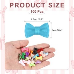 100 Pcs Mini Ribbon Bow 0.8″ Mini Fabric Ribbon Flower Bows, Sky Blue