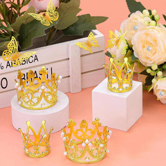 Flower Bouquet Accessories Including 4Pcs Crown Cake Topper Mini Tiara,12 Butter