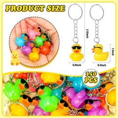 100 Pcs Mini Resin Duck Keychains Bulk Mini Sunglasses Resin Ducks Charms Pendan
