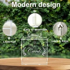Clear Card Boxes with Lock – Gift Card Box Money Box Holder for Reception Ann…
