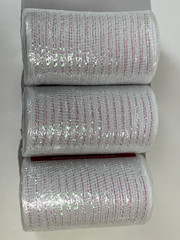 Polypro Mesh Ribbon 5.5″X30′ White Holographic Weatherproof 3 count