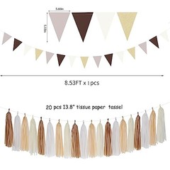 Boho Baby-Shower White-Brown Champagne Party-Decorations Brown White Champagne