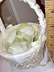 New in box Studio His & Hers Ivory White Stain Bridal Wedding Flower Girl Basket