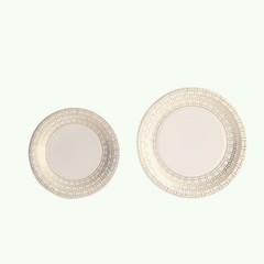 25 White 7″ Paper Plates Gold Basketweave Design Rim Party Events Home Tableware