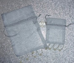 Jewelry Bags Organza Bags SILVER Gift Pouch Wedding Favor Mix 5×7 3×4 48pcs