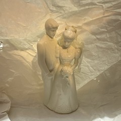 White Porcelain Bride & Groom Wedding Cake Topper Figurine Romantic Couple