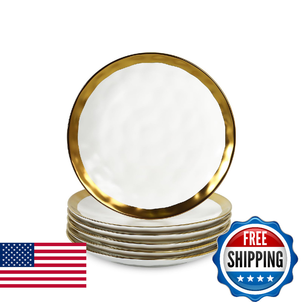 Vicrays Ceramic Dessert Salad Plates 8 Inch Set Of 6 Round Dishwasher Safe Not