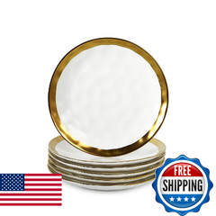 Vicrays Ceramic Dessert Salad Plates 8 Inch Set Of 6 Round Dishwasher Safe Not