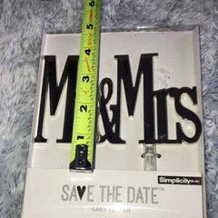 Mr. & Mrs. Wedding Cake Topper Silver Mirrored Modern Simple New