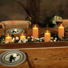 Flickering Flameless Candles, Battery Operated Acrylic LED Pillar Amber