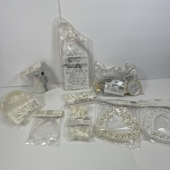 Vintage Wilton Wedding Cake Decorations Toppers Hearts Trims NOS Mixed Lot