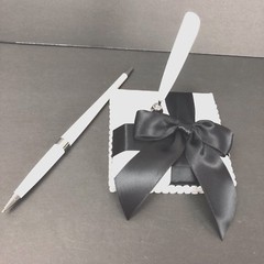 Wedding Black White Guest Pen Holder Set Bow His Hers New