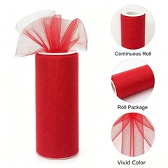 Hoyiie 6 Inch × 25 Yards Red Tulle Fabric Ribbon Spool for Tutu Skirt DIY Cra…