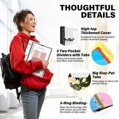 WOT I Telescoping Project Organizer, Refillable 3 Ring Binder with Dividers a…