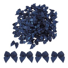 100 Pcs Mini Ribbon Bow 1″ Mini Fabric Satin Ribbon Flower Bows Navy Blue