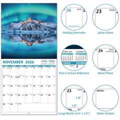 2026 Calendar, 2026 Wall Calendar, Northern Lights Calendar 2026 from Jan 202…