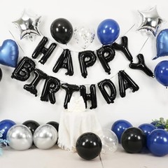 and Black Birthday Decorations for Men,Blue Black White Balloons Navy Blue