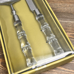 Pier 1 Imports Wedding Cake / Dessert Serve-ware Set New In Box Set Clear Silver