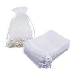 White Organza Gift Bags 5×7 inch 100pcs Mesh Jewelry Pouches Drawstring Bags …
