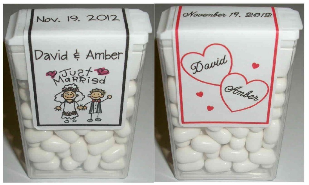 70 WEDDING FAVORS TIC TAC LABELS ~ PERSONALIZED