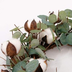 Idyllic Eucalyptus and Cotton Wreath, 14 Inches Artificial Wreath on a Natura…