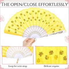 Vicenpal 36 Pcs Peacock Hand Fans Bulk for Women Folding with 36 Bright