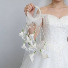 White Calla Lily Hand Arrangement Elegant Calla Lily Bridal Arrangement Long