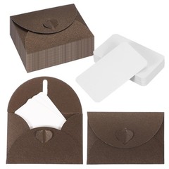 PATIKIL 50 Set Mini Envelopes with Heart Clasp, 4.1×3″ Blank Note Coffee