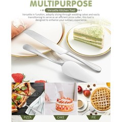 Premium 2-Piece Cake Cutting Set Serrated Knife and Server Spatula for Pastry